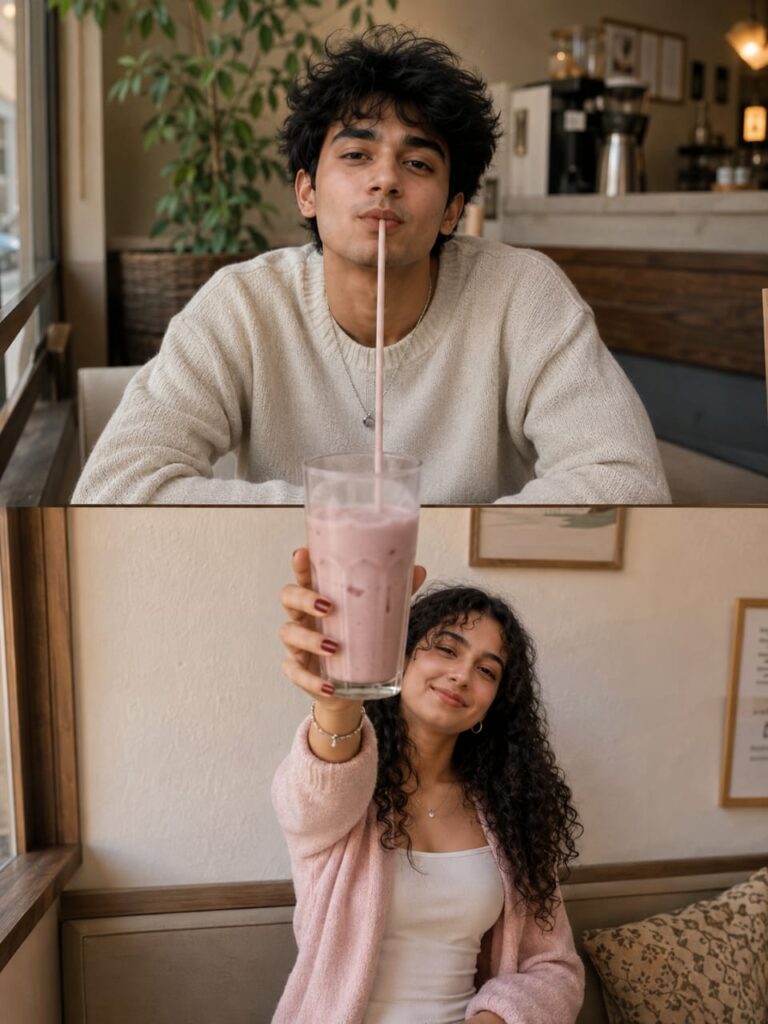 Couple Cafe Aesthetic AI Prompt | Soft Cozy Portrait