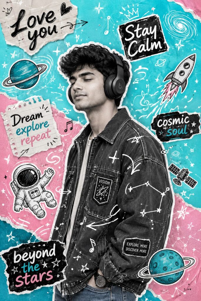 Cosmic Doodle AI Prompt | Space Aesthetic Portrait Art