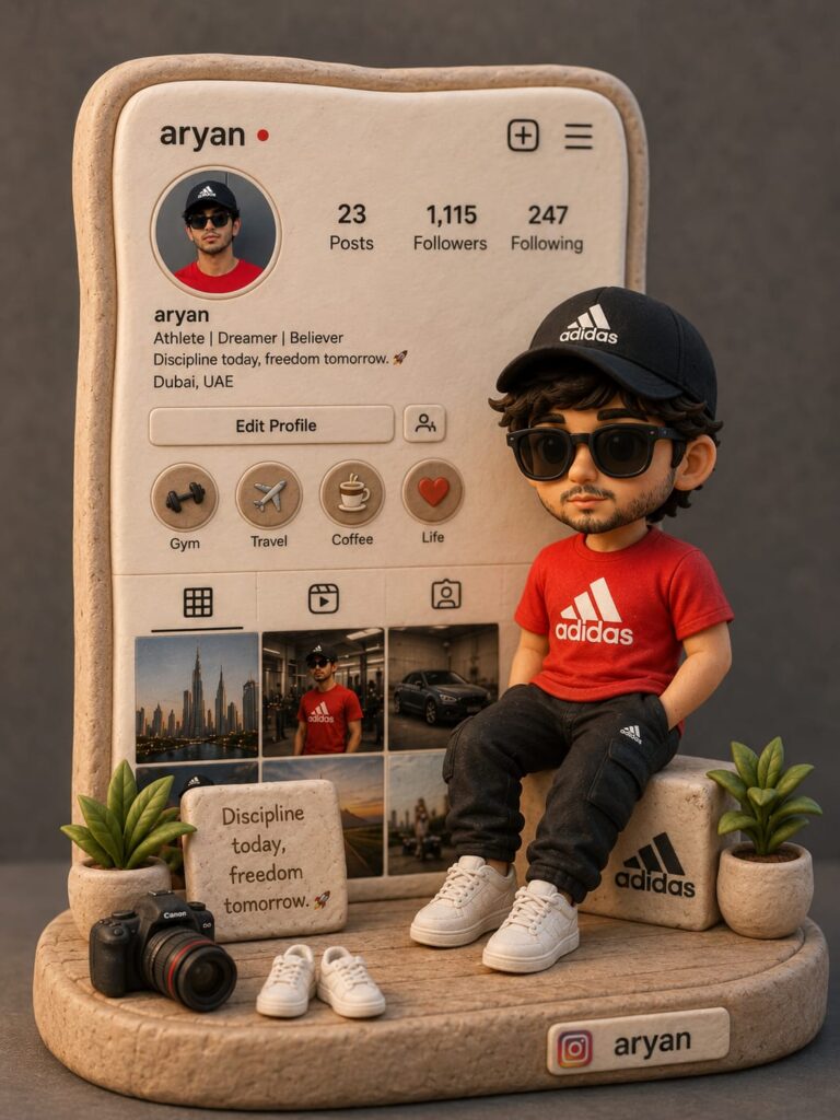 Mini Instagram Profile Diorama AI Art Prompt