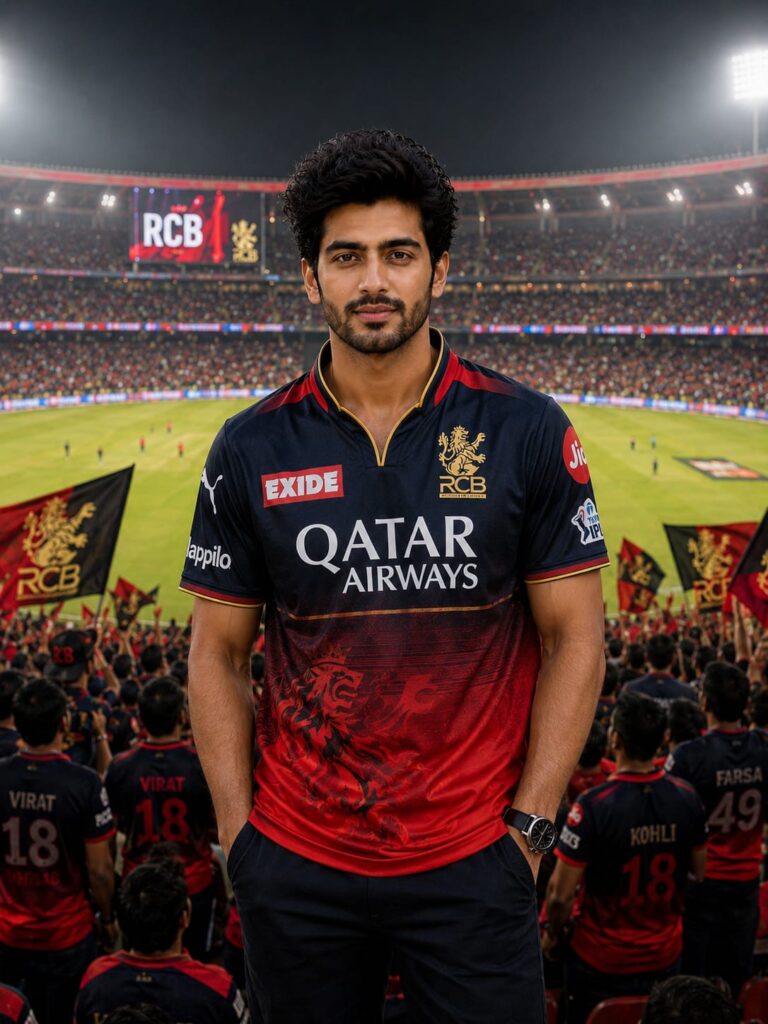 RCB Stadium AI Prompt | Cinematic IPL Fan Portrait