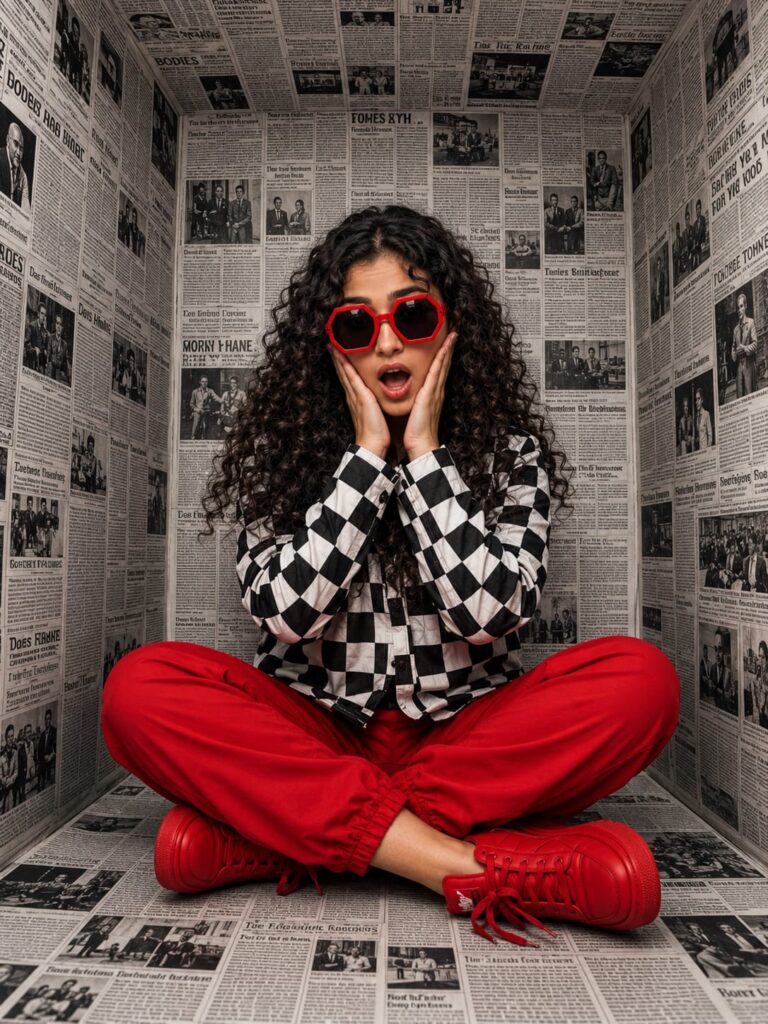 Newspaper Room AI Prompt | Vintage Aesthetic Portrait