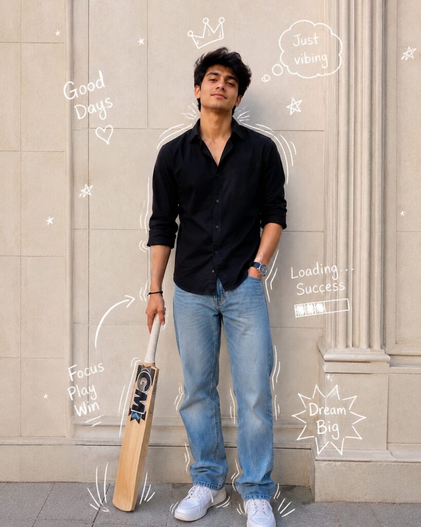 Cricket Boy Aesthetic AI Prompt for Motivational Portrait