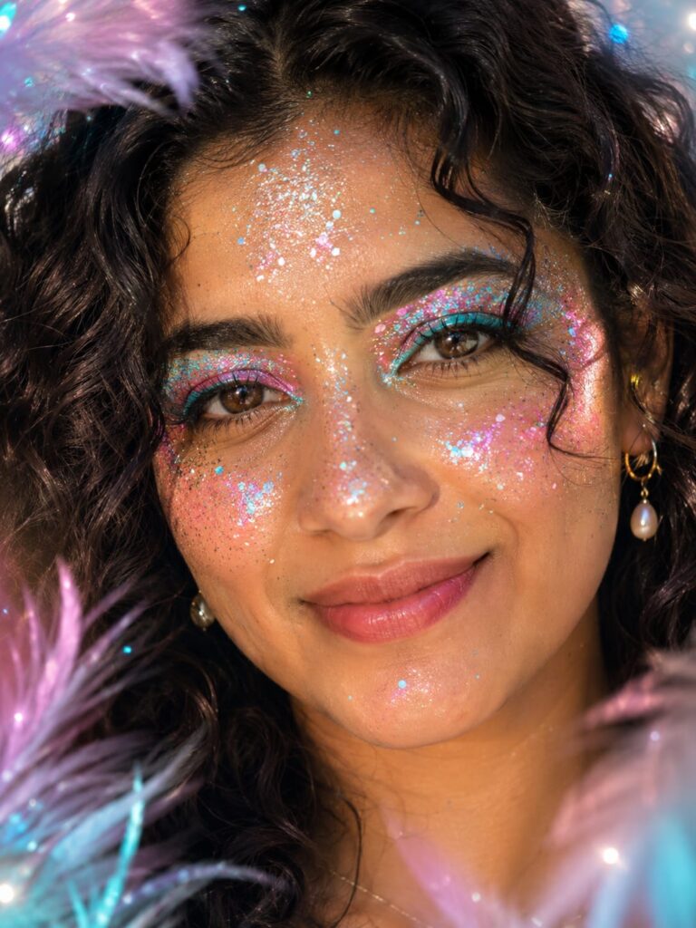 Glitter Makeup Portrait AI Prompt for Dreamy Beauty Art