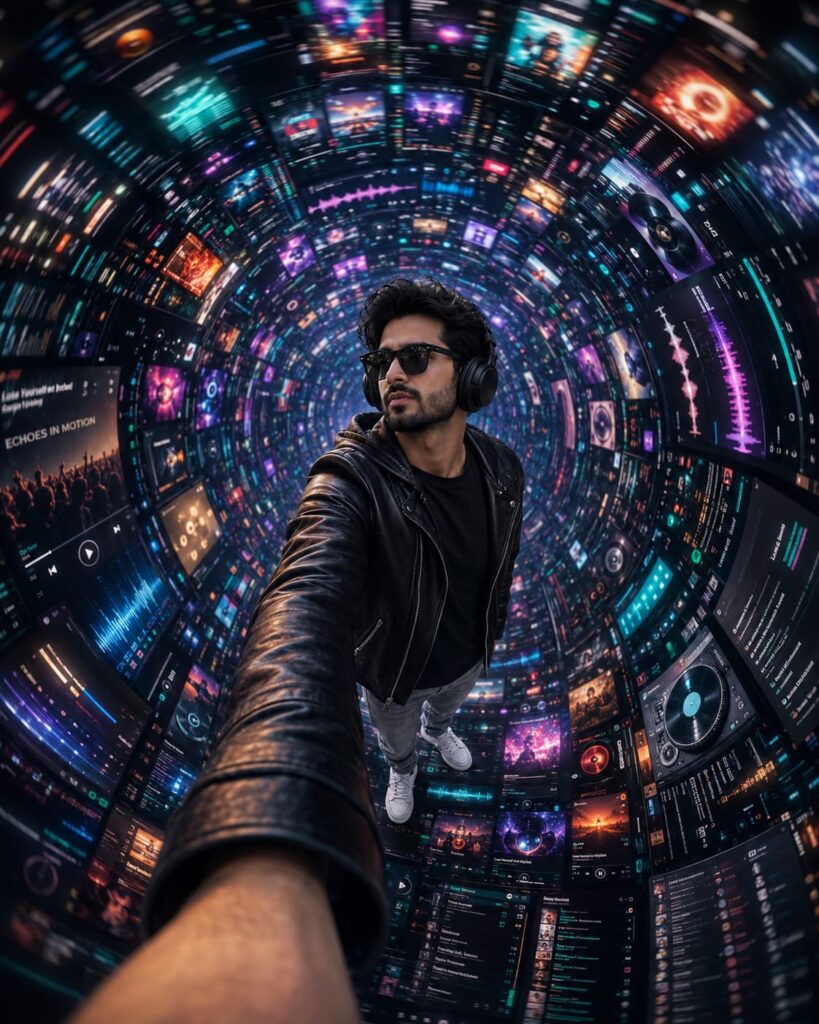 Futuristic Music Tunnel AI Prompt for Cyberpunk Portrait