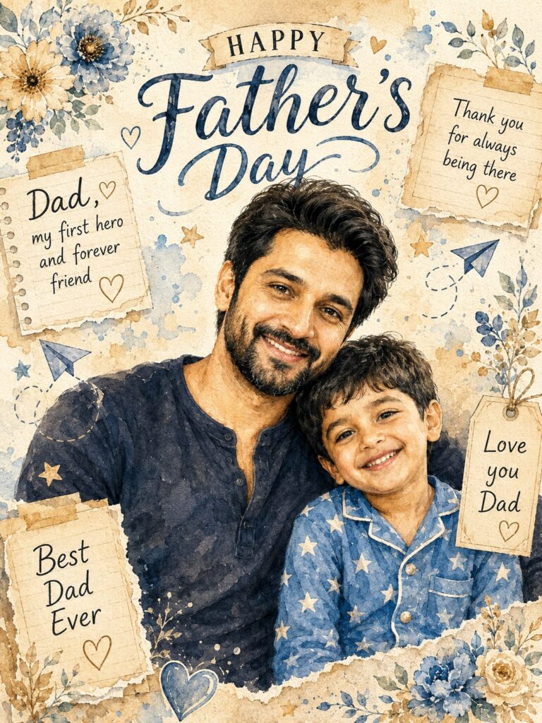 Father’s Day Watercolor Card AI Prompt With Family Love