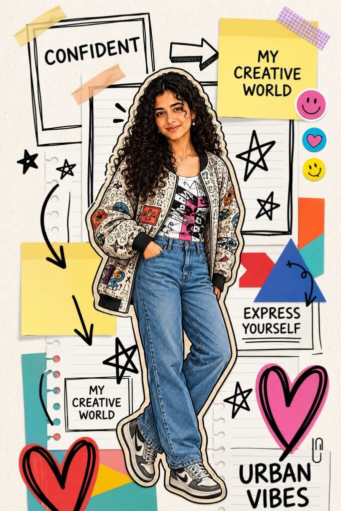 Creative Scrapbook Collage Portrait AI Prompt for Posters