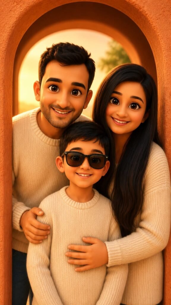 3D Cartoon Family Portrait AI Prompt for Cute Disney Style Art
