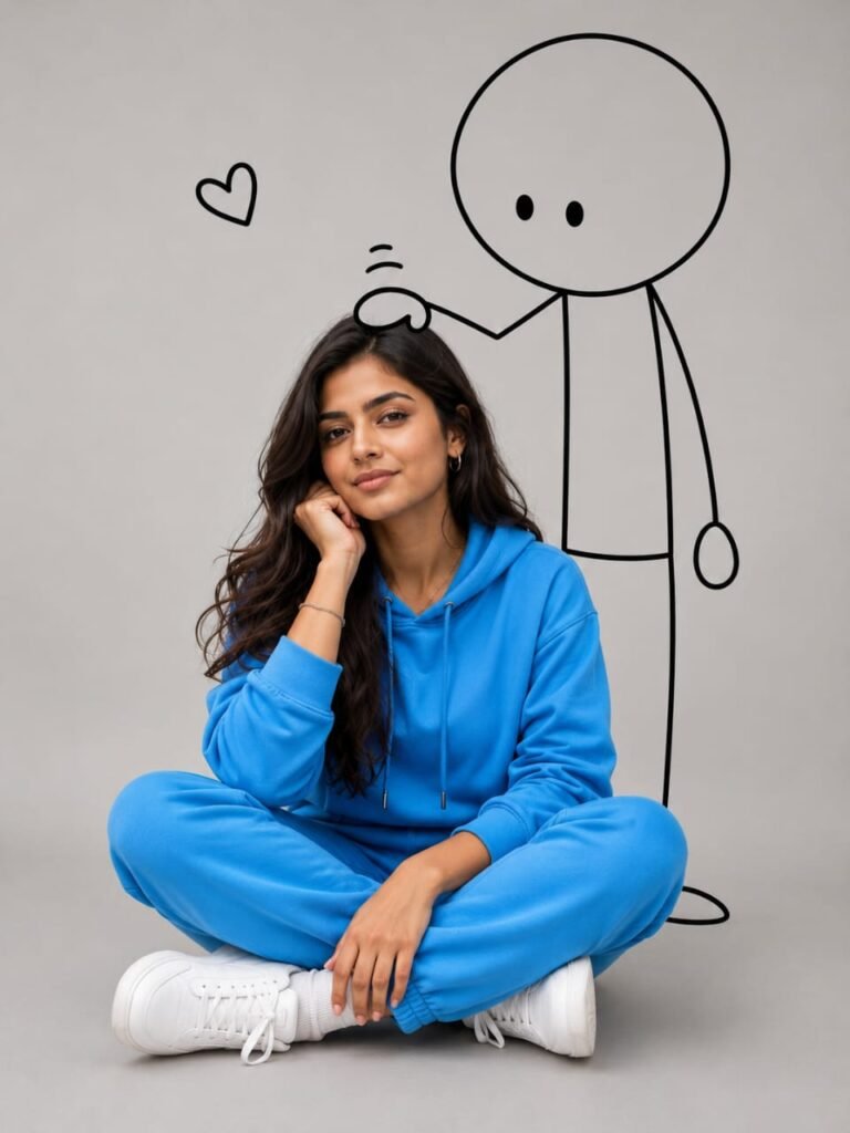 Cute Stickman Head Pat AI Prompt for Aesthetic Portraits